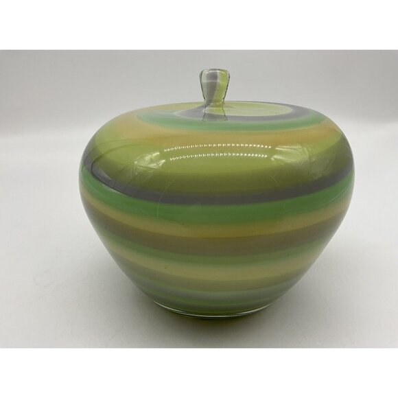 Art Glass Apple Figurine Vintage 1960's Made in Japan Green,Yellow,Orange Swirl - Picture 7 of 16